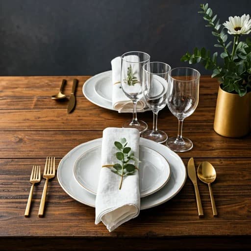 Elegant table setting with gold accents